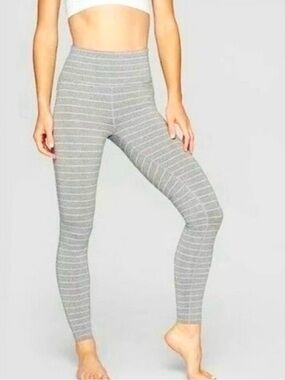 Athleta Gray Striped High-Waist Leggings
